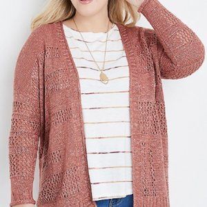Maurices Plus Size Patchwork Open Stitch Cardigan